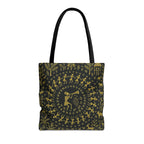 Warli Tribal Black and Gold Tote Bag | All-Over Print